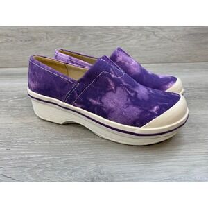 Dansko Girls Purple Tie Dye Canvas Slip On Clogs Platform 3.5 Shoes
